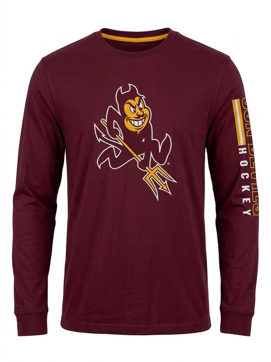 ASU Hockey Colosseum Maroon Long Sleeve Shirt
