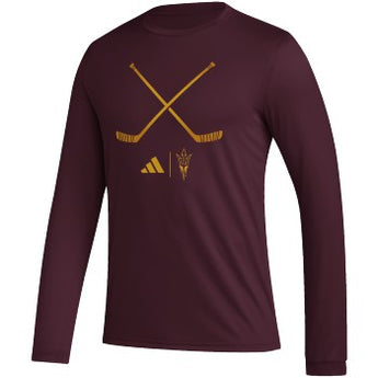 ASU Hockey Men's Maroon Pregame Long Sleeve T-Shirt