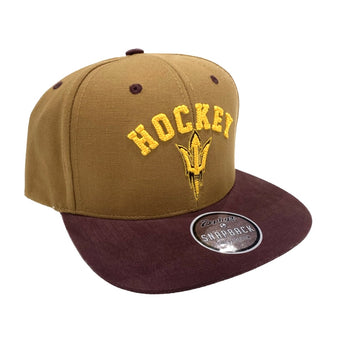 ASU Hockey Tan/Maroon Zephyr Biscotti Snapback Hat
